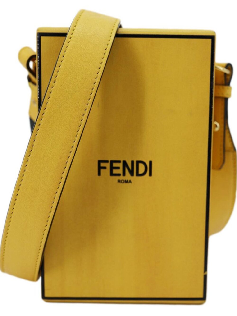 Fendi  Vertical Box Vitello Leather Crossbody Bag Yellow